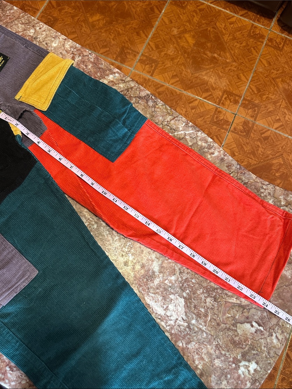 Multicolor Corduroy Patchwork Colorblock pants Women's - Picture 11 of 14